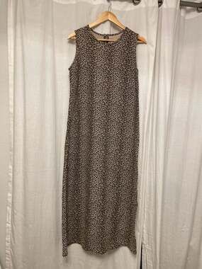 Studio Ease 100% Linen Leopard Print Sleeveless Maxi Dress Size 10